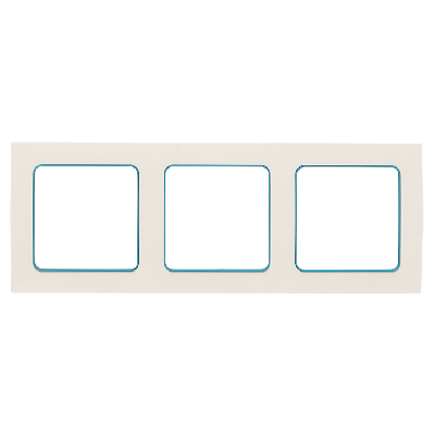Стокгольм Рамка 3-местная белая с линией цвета синий