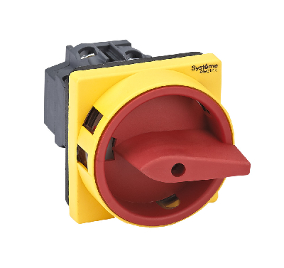 ВЫКЛЮЧАТЕЛЬ-РАЗЪЕДИНИТЕЛЬ 3P 20A С КРАСНОЙ РУКОЯТКОЙ НА ДВЕРЦУ 4 ВИНТАМИ