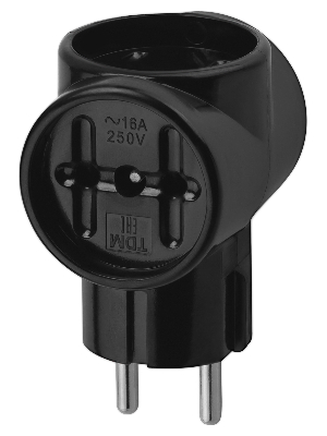 "Тройник 3х2П 16А 250B ЕВРО черный ""Ретро"" (карболит) TDM"