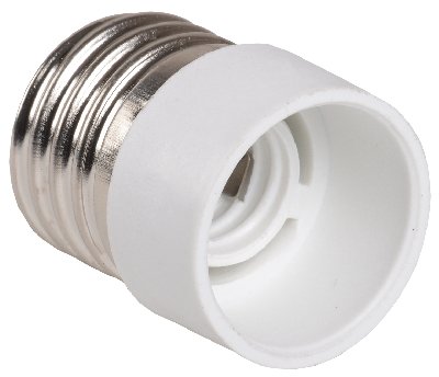 Переходник ПР27-14-К02 пластик, Е27-Е14, белый, индивидуальный пакет