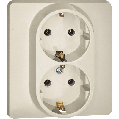 Розетка 2 x 2К+З немецкий стандарт 16 А 250 В~ INSPIRIA слоновая кость