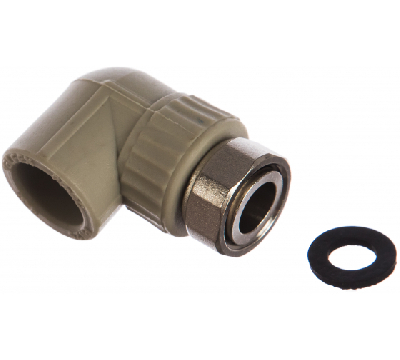 Угольник 20 х 1/2' с накидной гайкой, полипропиленовый, белый