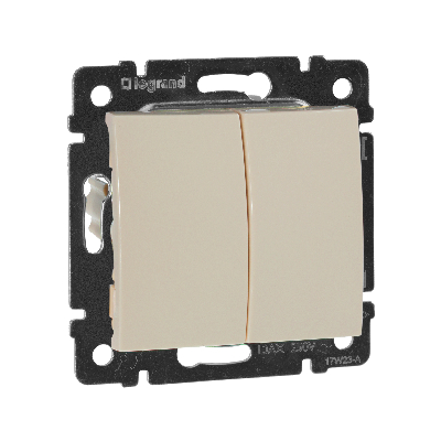 VALENA Выключатель двухклавишный в рамку слоновая кость