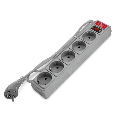 Сетевой фильтр СОЮЗ ПВС 3*0,75 5гн., выключатель с индикацией, с заземлением, серый 1,5м