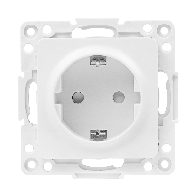 Стокгольм Механизм Розетки 1-местной с/з 16А белый с защ. штор.