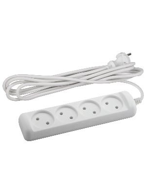 Удлинитель электрический UX6-4-3m без заземления 4 розетки 3м ПВС 2X0,75 мм2 6А белый
