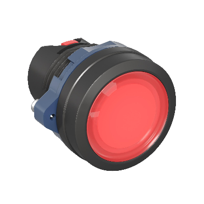 Головка кнопки плоская прозрачная с  фиксацией, красная