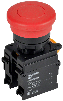 Кнопка Грибок с фиксац. d=22мм 1NO+1NC красная MASTER IEK