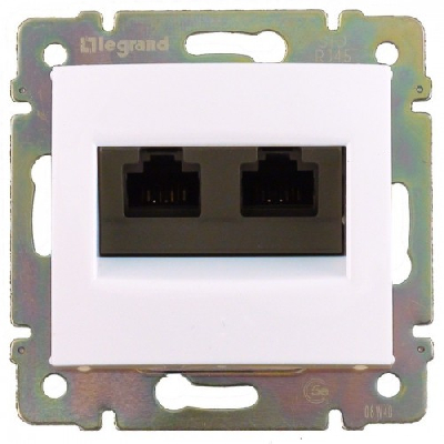 Розетка компьютерная двойная RJ45 категория 5Е UTP слоновая кость VALENA DIY