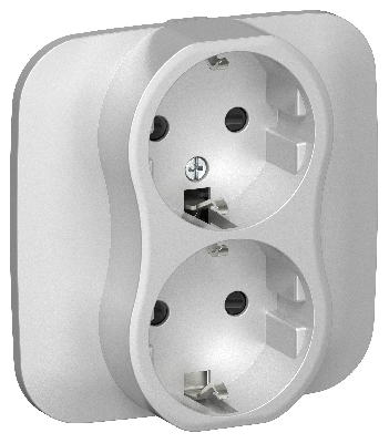 FLITE Розетка 2-местная с заземлением с защитными шторками безвинтовое крепление 16А в сборе РСш12-1-А-ФлА алюминий IEK