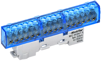 TEKFOR Шина N ноль изолированная на универсальном держателе 6х9-16-С IEK