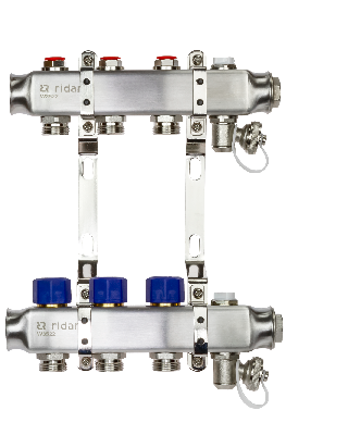 Коллекторная группа SSM-3R set 3 контура 1'X3/4' с термостатическими клапанами и кронштейнами