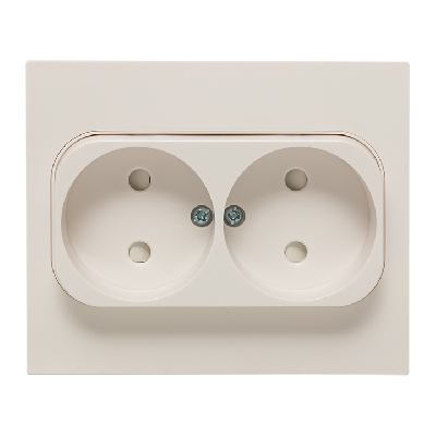 Стокгольм Розетка 2-местная б/з 10А белая с защ. штор.