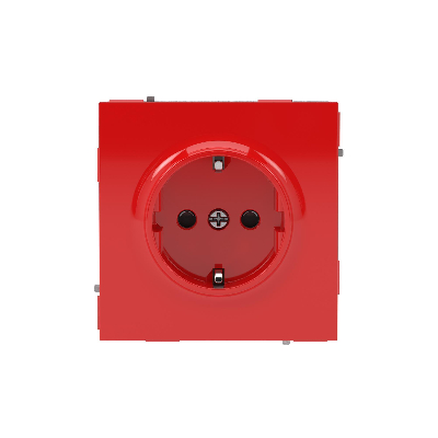 Розетка силовая, 2P+E, с заземлением без з/ш,     KANT, красный сатин