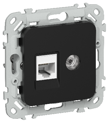 FLITE Розетка 2-местная RJ45/TV категория 5Е UTP РКТВ5е-2-0-ФлЧ черный IEK