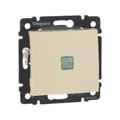 Выключатель одноклавишный, с подсветкой, в рамку, слоновая кость