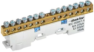 TEKFOR Шина N ноль неизолированная на универсальном держателе 6х9-14-С IEK