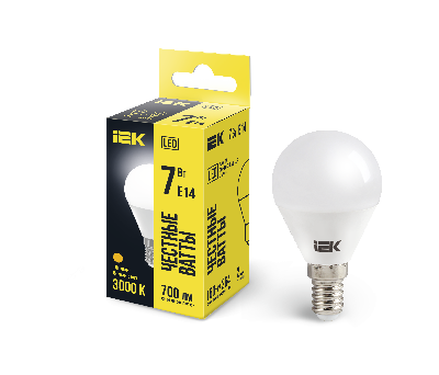 Лампа светодиодная LED 7вт E14 тепло-белый матовый шар ECO