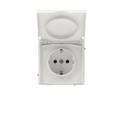 Розетка силовая, 2P+E, с з/ш, с крышкой, IP44, KANT, белый песок