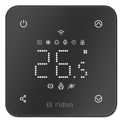 Термостат комнатный сенсорный встраиваемый Rsmart-FB с Wi-Fi подключением черный