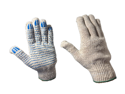 Перчатки трикотажные хб с точечным ПВХ покрытием СТАНДАРТ, 5 нитей, 10 класс