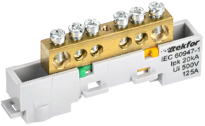 TEKFOR Шина PE земля неизолированная на универсальном держателе 8х12-6-Ж IEK