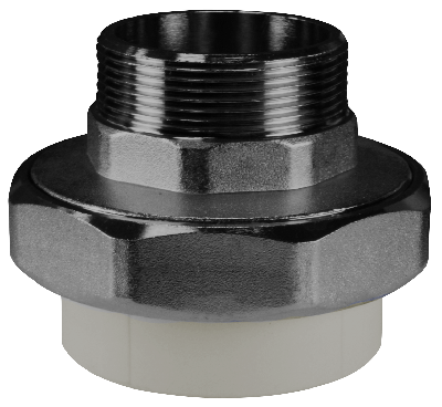 Муфта разъемная 20x1/2' НР комбинированная, полипропиленовая PPR американка, серая