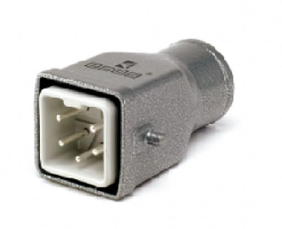 Кожух со штепселем металлический, 5 полюсов, 10A, верхний ввод PG 11, IP65