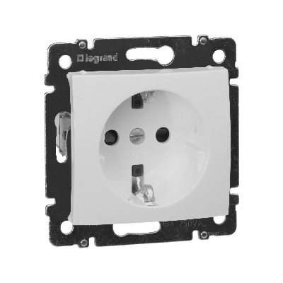 VALENA Розетка с заземлением со шторками в рамку белая