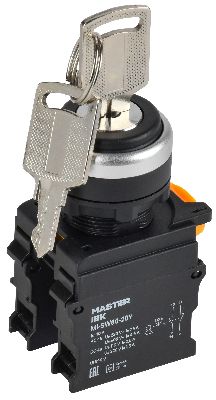 Переключатель с ключом 3 полож. 1NO+1NC чёрный MASTER IEK