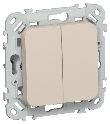 FLITE Выключатель 2-клавишный 10А ВС12-1-0-ФлЛ льняной IEK