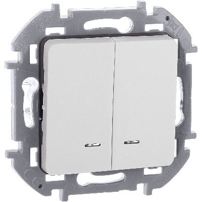 Выключатель двухклавишный с подсветкой/индикацией INSPIRIA 10 AX 250 В~ белый