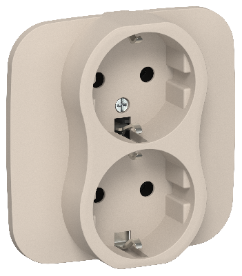 FLITE Розетка 2-местная с заземлением без защитных шторок безвинтовое крепление 16А в сборе РС12-1-А-ФлЛ льняной IEK