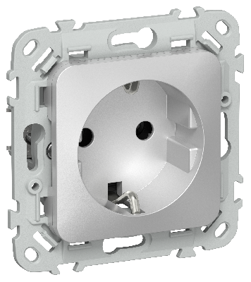 FLITE Розетка с заземлением без защитных шторок безвинтовое крепление 16А РС11-1-ФлА алюминий IEK