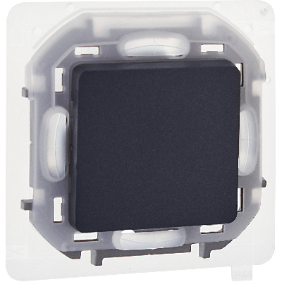 Выключатель 1-клавишный проходной 10АХ IP44 безвинтовое крепление антрацит INSPIRIA