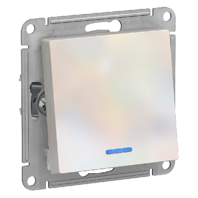 Переключатель одноклавишный ATLASDESIGN с подсветкой схема 6а 10АХ механизам жемчуг