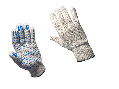Перчатки трикотажные хб с точечным ПВХ покрытием, 4 нити, 10 класс