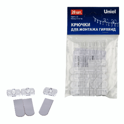 Крючки для монтажа гирлянд Набор из 20 шт Прозрачные UCC-Y11 CLEAR 020 POLYBAG ТМ
