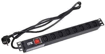 Блок розеток ITK 8 розеток С13 с LED выключателем 1U вилка шнур 2м немецкий стандарт