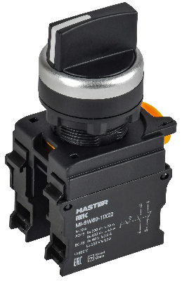 Переключатель 2 полож. возвр. 1NO+1NC чёрный MASTER IEK