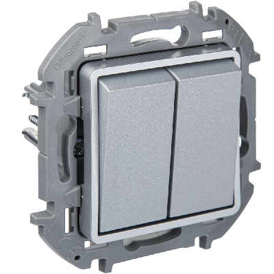 Переключатель модульный двухклавишный - INSPIRIA -10 AX - 250 В~ - алюминий