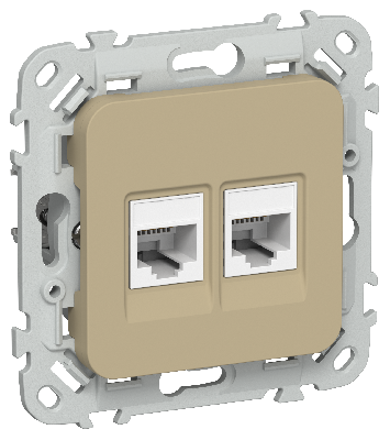 FLITE Розетка 2-местная компьютерная RJ45 категория 5Е UTP РК5е-2-0-ФлХ хаки IEK