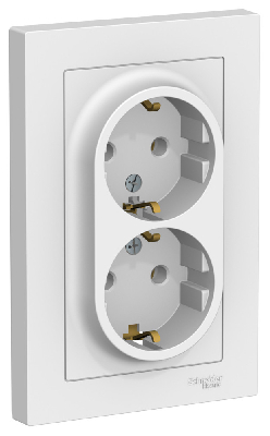 ATLASDESIGN РОЗЕТКА двойная с заземлением, 16А, в сборе, ЛОТОС
