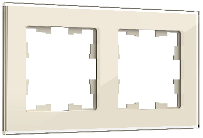 BRITE Рамка 2 -местная РУ-2-2-БрВа стекло ванильный