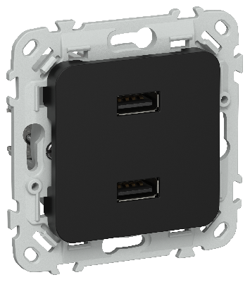 FLITE Розетка USB A+A 3,1А РЮ-2-ФлЧ черный IEK