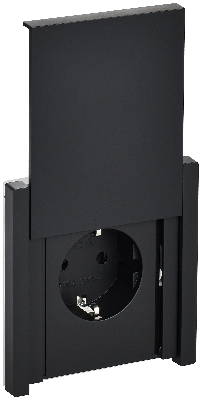 FORTE&PIANO Розетка 1-местная с заземлением с защитными шторками и крышкой безвинтовое крепление 16А IP44 FP119 черный IEK