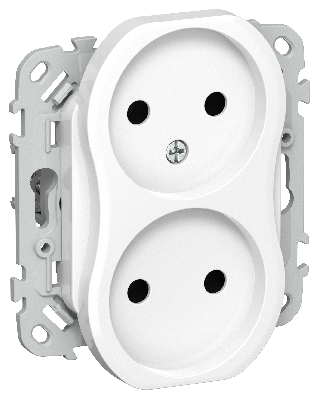 FLITE Розетка 2-местная без заземления без защитных шторок безвинтовое крепление 10А РС02-1-ФлБ белый IEK