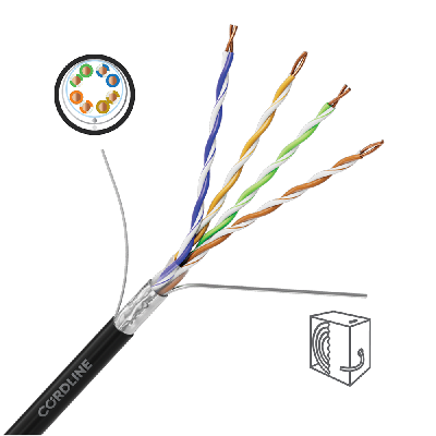 Витая пара СORDLINE F/UTP 5e Сu 4х2х0.48 PE OUT MID черный 305м