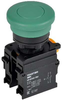 Кнопка Грибок с фиксац. d=22мм 1NO+1NC зелёная MASTER IEK