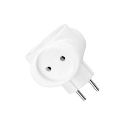 Тройник электрический 220 В 6А без заземления белый